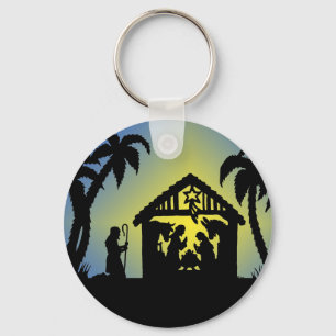 Nativity Silhouette Joy to the World Keychain