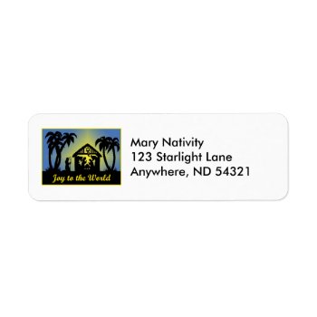 Nativity Silhouette Joy To The World Label by gingerbreadwishes at Zazzle