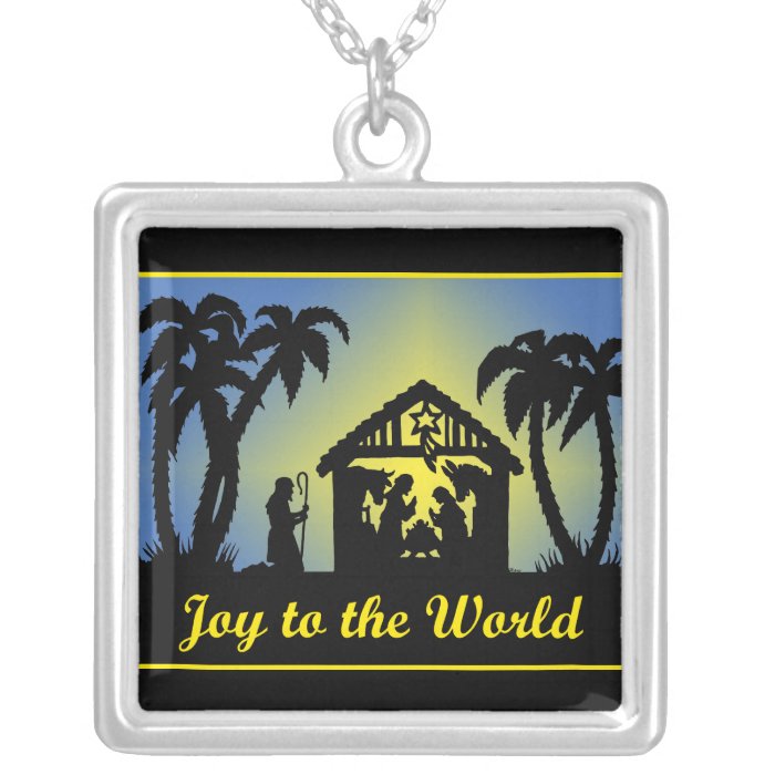 Nativity Silhouette Joy to the World Custom Necklace