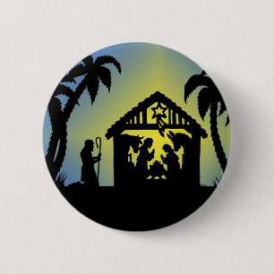 Nativity Silhouette Joy to the World Pinback Button
