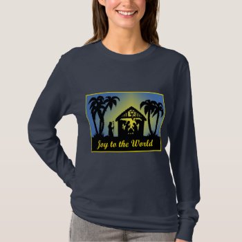 Nativity Silhouette Joy To The World T-shirt by gingerbreadwishes at Zazzle