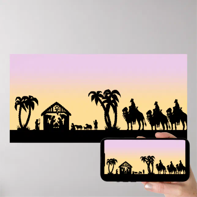 Nativity Silhouette Wise Men on the Horizon Poster | Zazzle