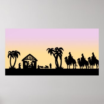 Nativity Silhouette Wise Men On The Horizon Poster by gingerbreadwishes at Zazzle