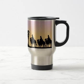 Nativity Silhouette Wise Men On The Horizon Travel Mug by gingerbreadwishes at Zazzle