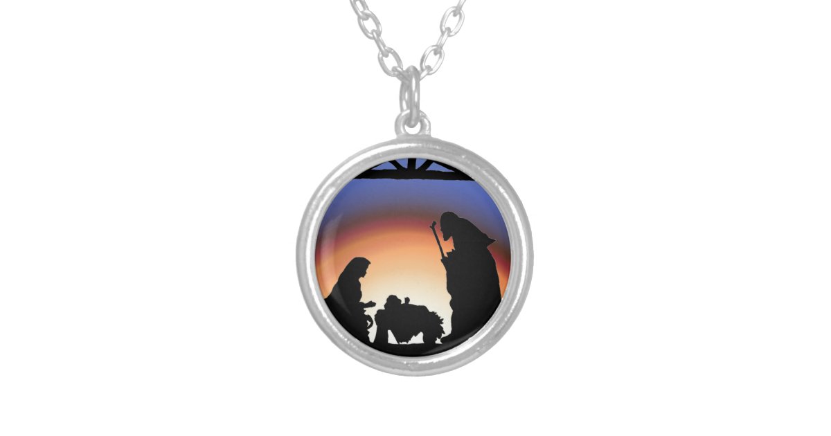 nativity silver plated necklace Zazzle