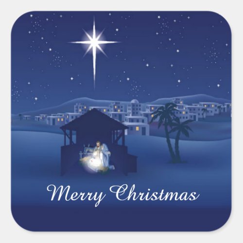 nativity square sticker