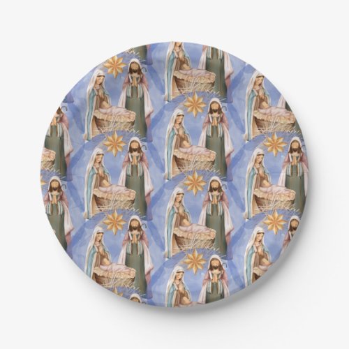 Nativity Stable Scene Pattern Holiday Paper Plates