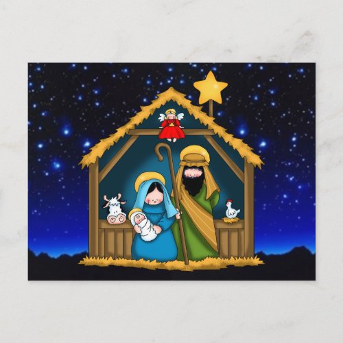 Nativity Stable Scene Postcard