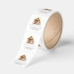 Nativity Stable Scene Tidings Great Joy Christmas Square Sticker
