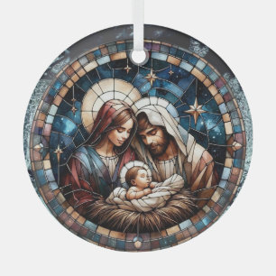 Nativity Stained Glass Art, Birth of Saviour Jesus Ornament