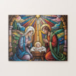 Nativity Stained Glass Art – Holy Family Christmas Jigsaw Puzzle