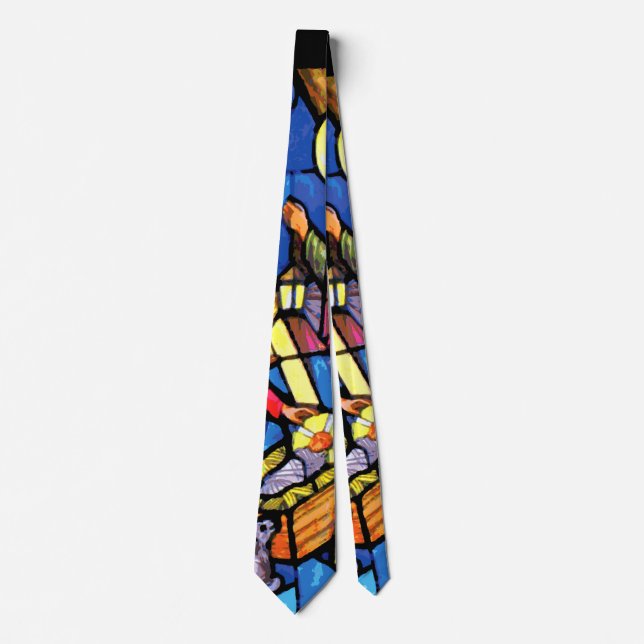 Nativity Stained Glass Christmas Neck Tie (Front)