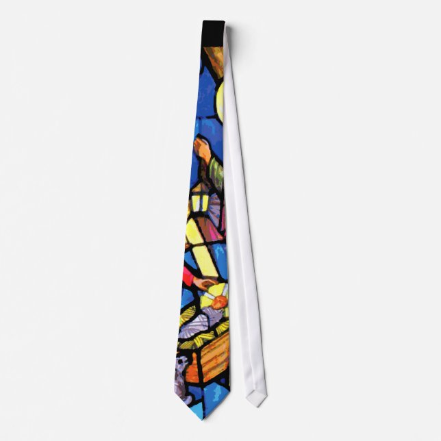 Nativity Stained Glass Christmas Tie (Front)