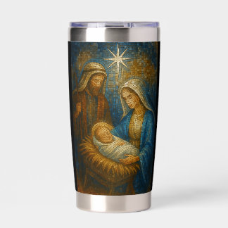 Nativity Stained Glass Mosaic | Holy Family Insulated Tumbler