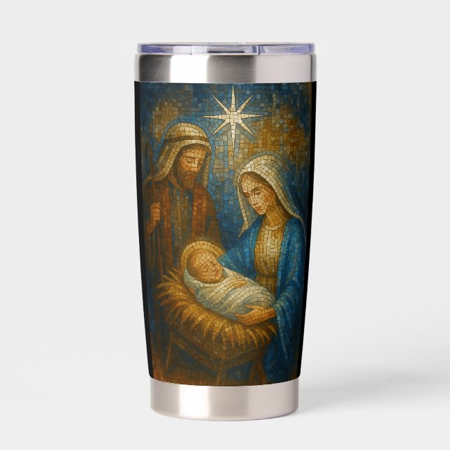 Nativity Stained Glass Mosaic | Holy Family  Insulated Tumbler (Front)