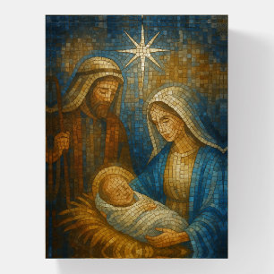 Nativity Stained Glass Mosaic Holy Family Paperweight