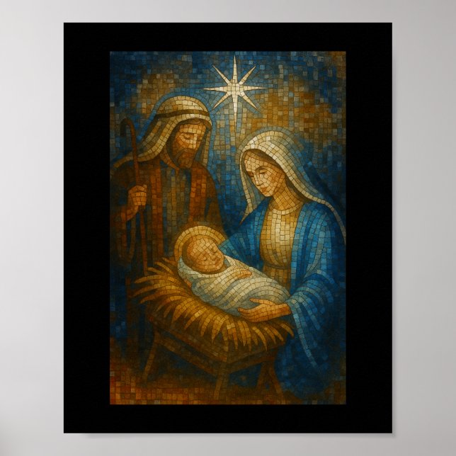 Nativity Stained Glass Mosaic | Holy Family  Poster (Front)