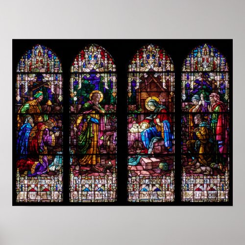 Nativity Stained Glass Poster