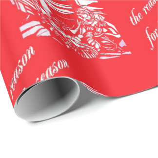 Nativity Stained Glass- Red Wrapping Paper