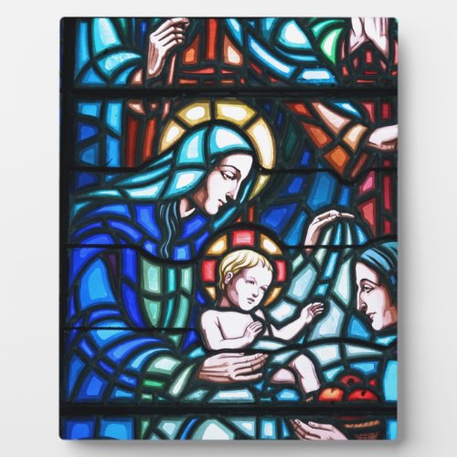 Nativity stained glass window plaque