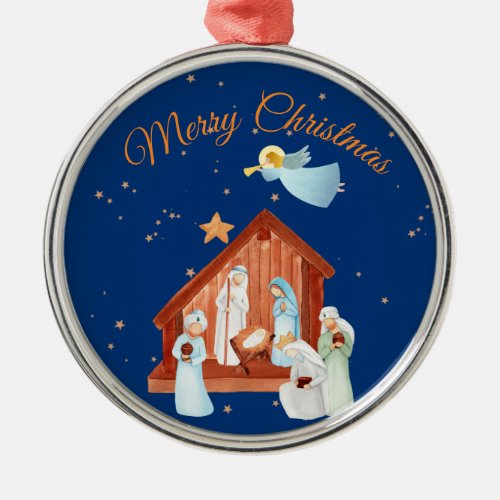 Nativity  Stars Christmas Metal Ornament