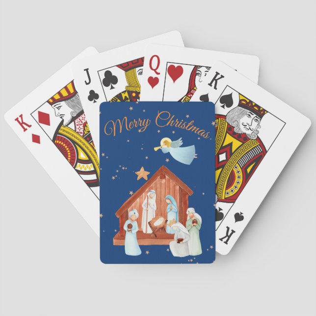 Nativity & Stars Christmas Poker Cards (Back)
