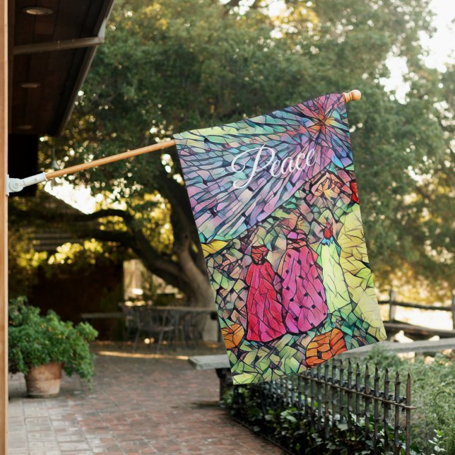 Nativity story  Manger 3 Wise Men Peace House Flag (In SItu)