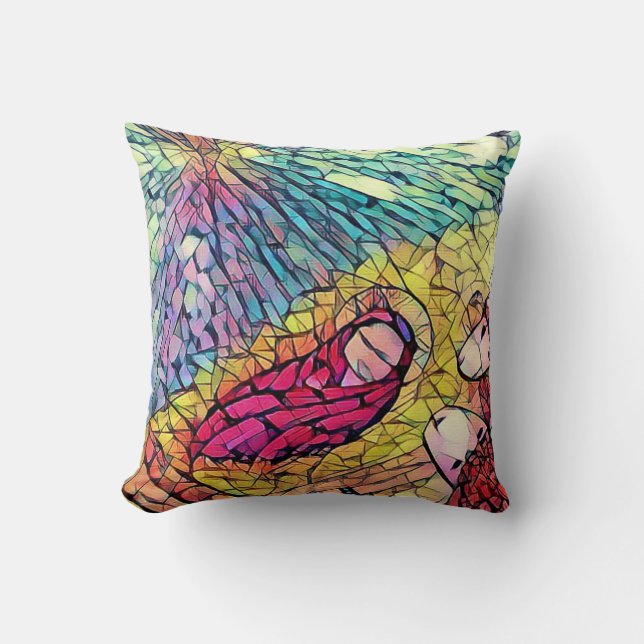 Nativity story Manger Baby Jesus Stained glass Throw Pillow (Front)