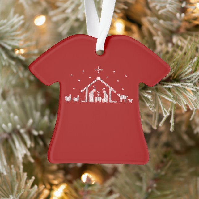 Nativity Ugly Christmas Sweater Christian Jesus Ornament (Tree)