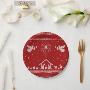 Nativity Ugly Christmas Sweater Christian Jesus  Paper Plates