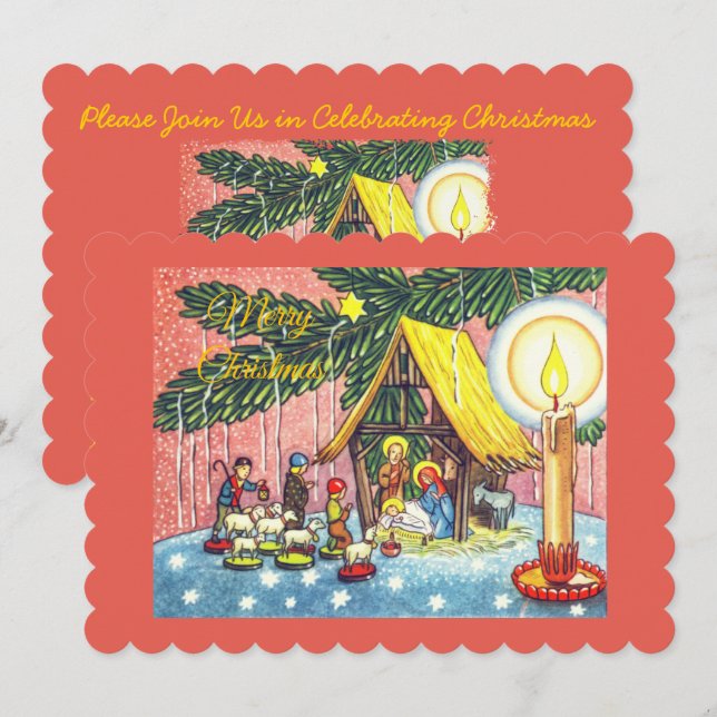 Nativity Under the Christmas Tree Party Invitation (Front/Back)