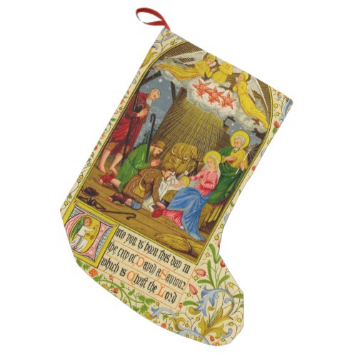 Nativity  Unto you is born this day Small Christmas Stocking