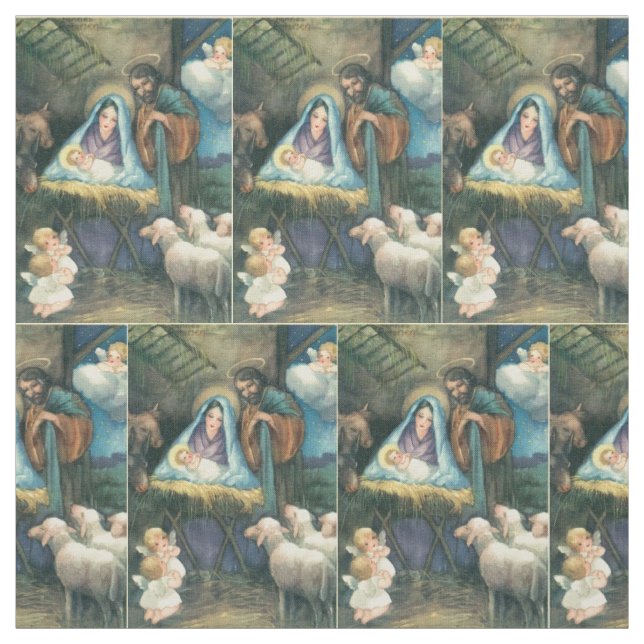 Nativity Vintage Christmas Fabric (Swatch)
