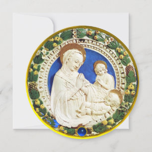 NATIVITY,VIRGIN AND CHILD FLORAL CROWN Christmas Invitation