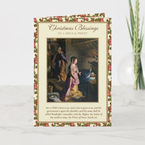 Nativity Virgin Mary Jesus Christmas for Priest Holiday Card