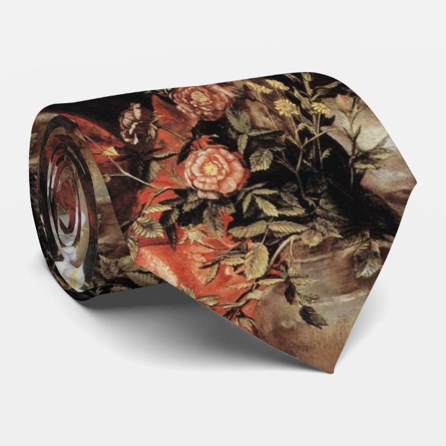 NATIVITY, WHITE LILLES ,ROSES MAGIC OF CHRISTMAS  NECK TIE (Rolled)