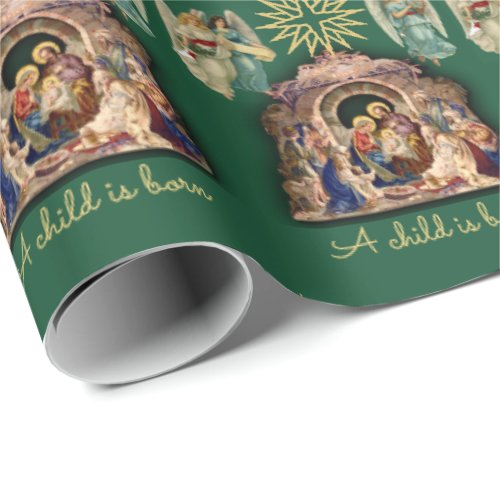 Nativity with Angels Christmas Baby Jesus Quality  Wrapping Paper