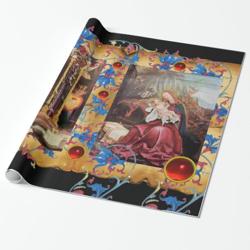 NATIVITY WITH ANGELS FLORAL CHRISTMAS PARCHMENT WRAPPING PAPER