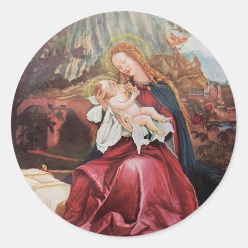 NATIVITY WITH ANGELS _ MAGIC OF CHRISTMAS CLASSIC ROUND STICKER