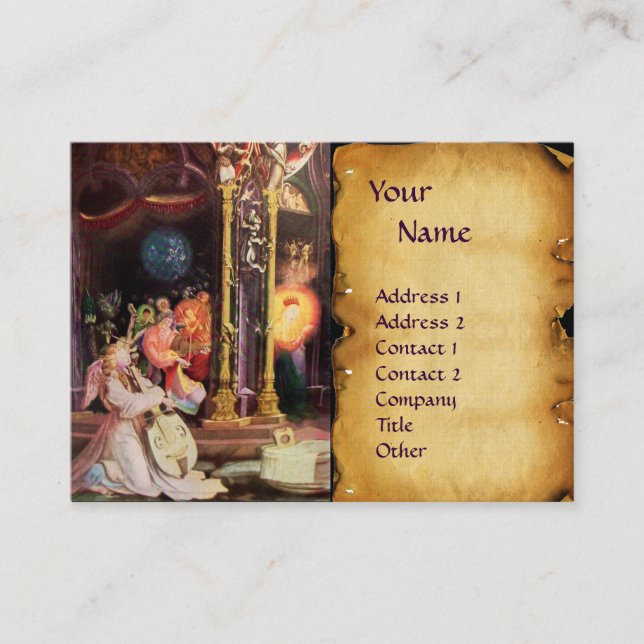 NATIVITY WITH ANGELS _ MAGIC OF CHRISTMAS MONOGRAM BUSINESS CARD (Front)