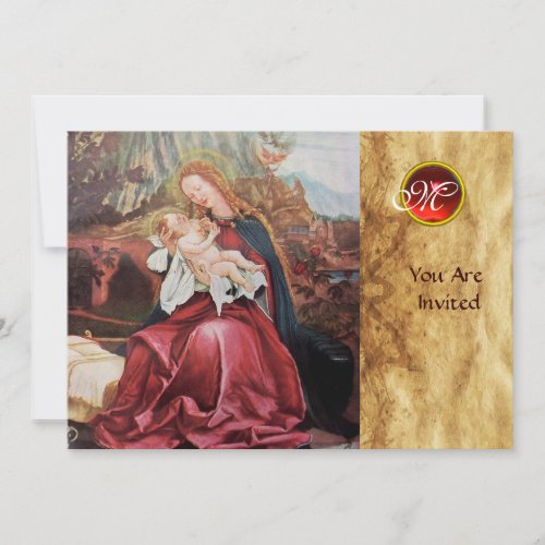 NATIVITY WITH ANGELS _ MAGIC OF CHRISTMAS MONOGRAM INVITATION