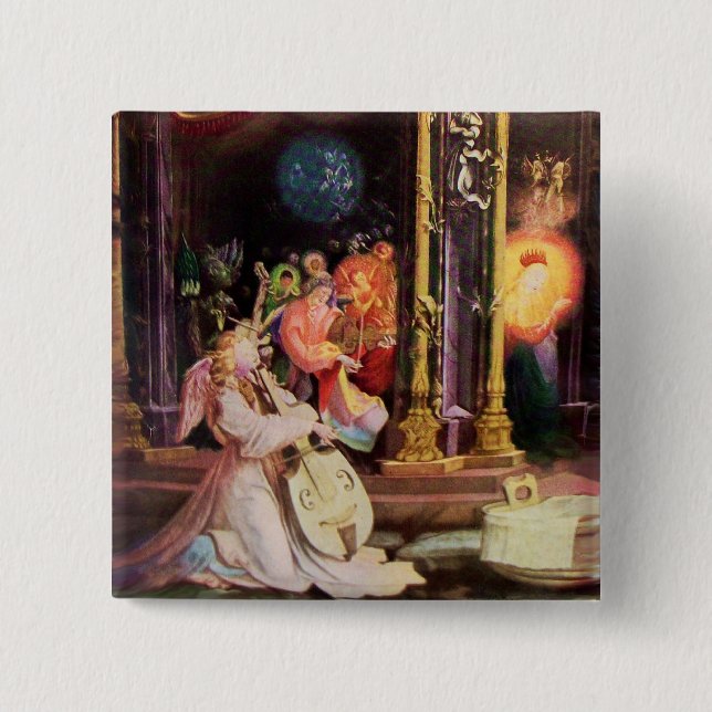 NATIVITY WITH ANGELS - MAGIC OF CHRISTMAS PINBACK BUTTON (Front)