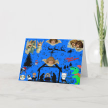 NATIVITY WITH ANIMALS WEARING MASKS CHRISTMAS CARD
