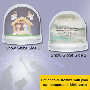 Nativity with Luke 2:11 Bible Verse Snow Globe