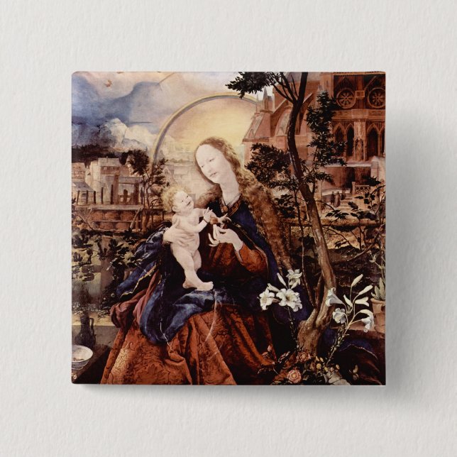 NATIVITY WITH WHITE LILLES - MAGIC OF CHRISTMAS BUTTON (Front)