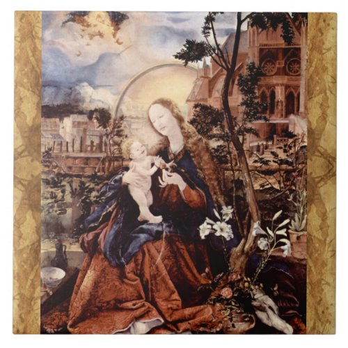 NATIVITY WITH WHITE LILLES _ MAGIC OF CHRISTMAS  CERAMIC TILE