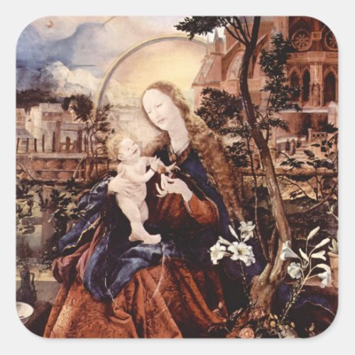 NATIVITY WITH WHITE LILLES _ MAGIC OF CHRISTMAS SQUARE STICKER
