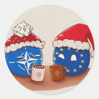Nato and European Union Hot Chocolate Classic Round Sticker