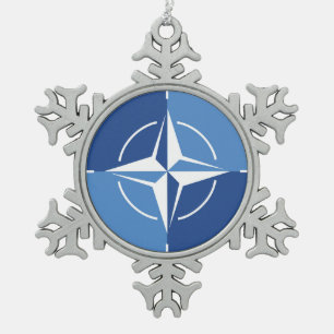 NATO ONAT flag symbol North Atlantic Treaty Organi Snowflake Pewter Christmas Ornament
