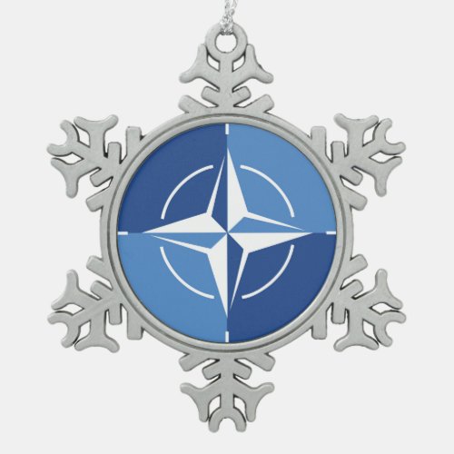 NATO ONAT flag symbol North Atlantic Treaty Organi Snowflake Pewter Christmas Ornament